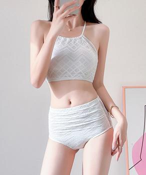 セパレート3点セット水着ハイウエスト美脚 ホワイト 送料無料 即日発送-4