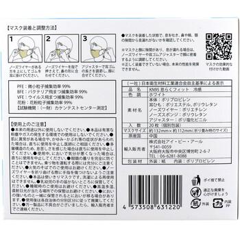 マスク 業務用 KN95 息らくフィット 5層マスク 冷感 個別包装 ホワイト 20枚入 2セット 送料無料-3