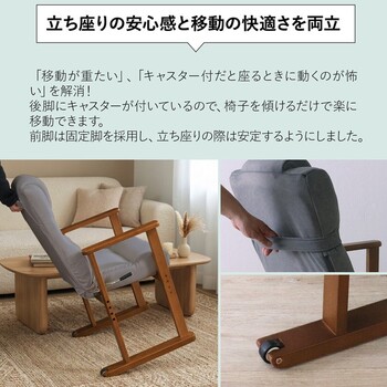座椅子 キャスター付き高座椅子 グレー 送料無料-1