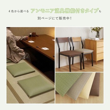 日本製 水拭きできるい草風座布団 炭入り 楽座 らくざ ブラック 約39×39cm 送料無料-1