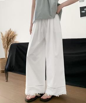 裾レース ワイドパンツ カジュアルパンツ 送料無料 即日発送-2