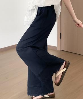 裾レース ワイドパンツ カジュアルパンツ 送料無料 即日発送-5