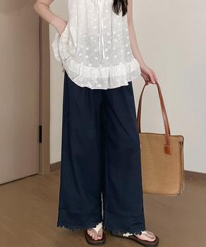 裾レース ワイドパンツ カジュアルパンツ 送料無料 即日発送-6