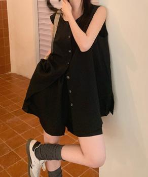 ノースリーブジレショートパンツセット夏服 送料無料 即日発送-4