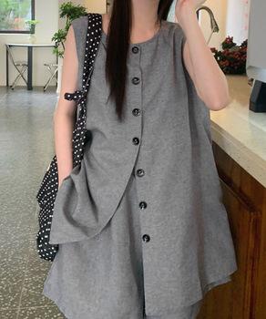 ノースリーブジレショートパンツセット夏服 送料無料 即日発送-5
