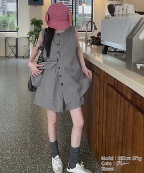 ノースリーブジレショートパンツセット夏服 送料無料 即日発送-6