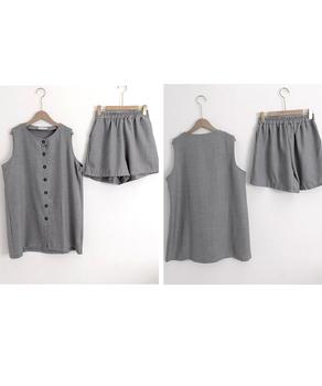 ノースリーブジレショートパンツセット夏服 送料無料 即日発送-8