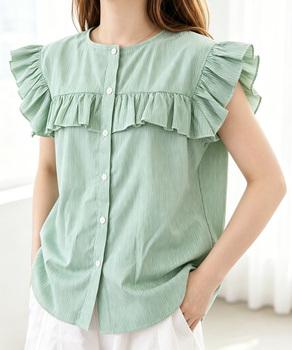 レディースフリルブラウス 半袖シャツ夏服 送料無料 即日発送-6