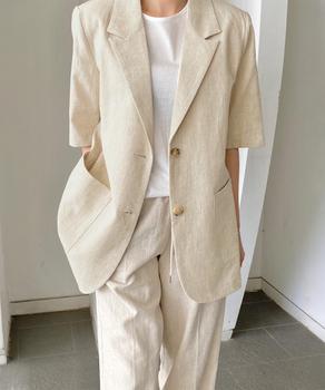 麻混風テーラードジャケットレディース夏服 送料無料 即日発送-6
