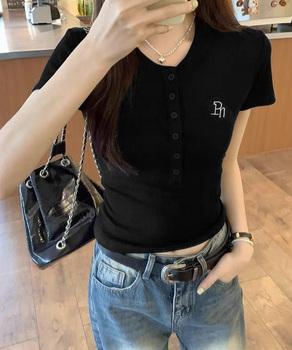 ヘンリーネックTシャツワンポイントロゴt 送料無料 即日発送-2