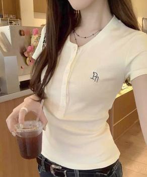ヘンリーネックTシャツワンポイントロゴt 送料無料 即日発送-5