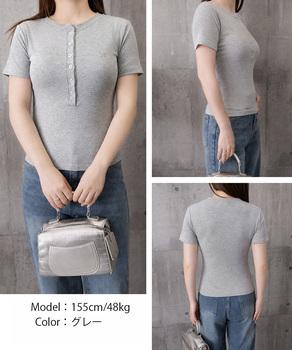 ヘンリーネックTシャツワンポイントロゴt 送料無料 即日発送-7