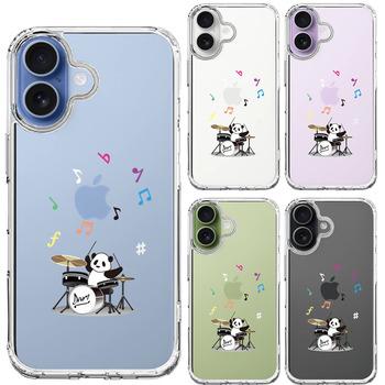 iPhone17 ケース クリア ドラム パンダ 音符 スマホケース 側面ソフト 背面ハード ハイブリッド 送料無料-1