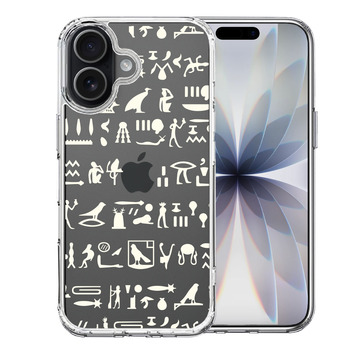 iPhone17 ケース クリア ヒエログリフ 象形文字 淡黄 スマホケース 側面ソフト 背面ハード ハイブリッド 送料無料-0