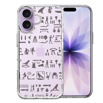 iPhone17 ケース クリア ヒエログリフ 象形文字 黒 スマホケース 側面ソフト 背面ハード ハイブリッド 送料無料-0