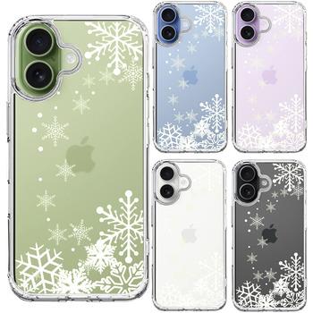 iPhone17 ケース クリア 雪の結晶 スマホケース 側面ソフト 背面ハード ハイブリッド 送料無料-1
