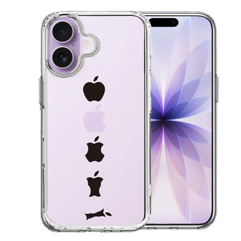 iPhone17 ケース クリア 食べられるリンゴ スマホケース 側面ソフト 背面ハード ハイブリッド 送料無料-0