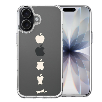 iPhone17 ケース クリア 食べられるリンゴ ホワイト スマホケース 側面ソフト 背面ハード ハイブリッド 送料無料-0