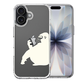 iPhone17 ケース クリア ゴリラ ホワイト スマホケース 側面ソフト 背面ハード ハイブリッド 送料無料-0