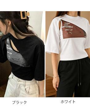 レイヤードタンク付きTシャツカットアウト 送料無料 即日発送-1