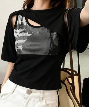 レイヤードタンク付きTシャツカットアウト 送料無料 即日発送-2