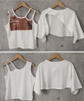 レイヤードタンク付きTシャツカットアウト 送料無料 即日発送-8