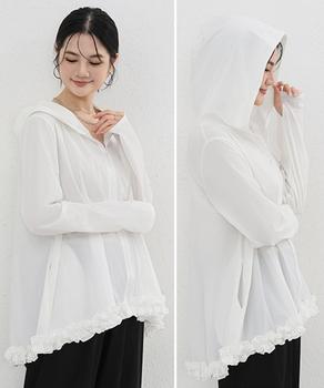 シアパーカー長袖フリルラッシュガード夏服 送料無料 即日発送-4