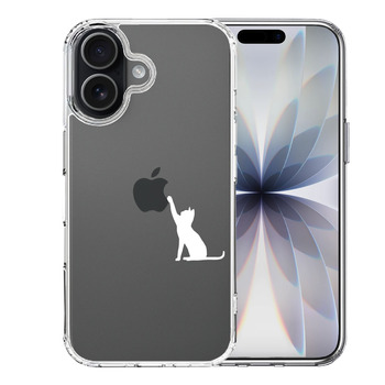 iPhone17 ケース クリア 猫 CAT ねこ にゃんこ 玉遊び 白 スマホケース 側面ソフト 背面ハード ハイブリッド 送料無料-0