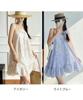ビキニ3点セット花柄シアーワンピース付き 送料無料 即日発送-1