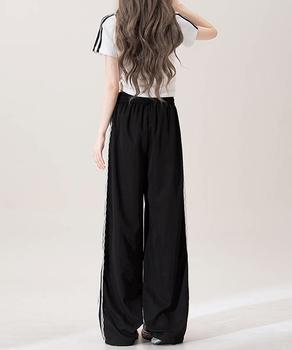 サイドライントラックパンツ夏ワイドパンツ 送料無料 即日発送-4
