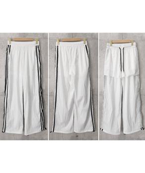 サイドライントラックパンツ夏ワイドパンツ 送料無料 即日発送-8