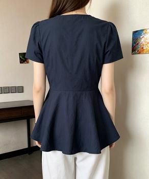 ペプラムブラウス ウエストマークトップス 送料無料 即日発送-6