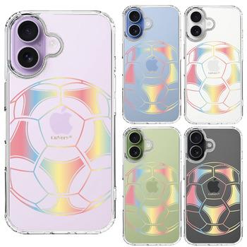 iPhone17 ケース クリア サッカーボール カラー スマホケース 側面ソフト 背面ハード ハイブリッド  送料無料-1