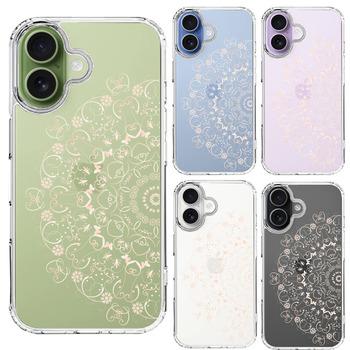 iPhone17 ケース クリア 曼荼羅 花柄 スマホケース 側面ソフト 背面ハード ハイブリッド  送料無料-1
