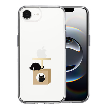iPhone17e iPhone16e ケース クリア 猫 キャットタワー スマホケース 側面ソフト 背面ハード ハイブリッド 送料無料-0