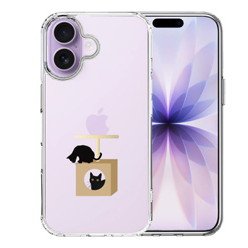 iPhone17 ケース クリア 猫 キャットタワー スマホケース 側面ソフト 背面ハード ハイブリッド  送料無料-0