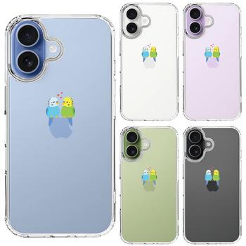 iPhone17 ケース クリア インコ カップル LOVE ラブ スマホケース 側面ソフト 背面ハード ハイブリッド  送料無料-1