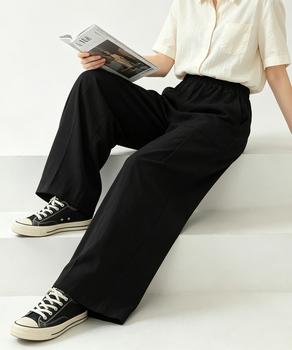 綿麻風ワイドパンツ レディース きれいめ 送料無料 即日発送-3