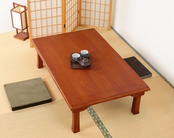 折脚和風座卓 折り畳み 幅120cm ブラウン 紫檀色 送料無料-9