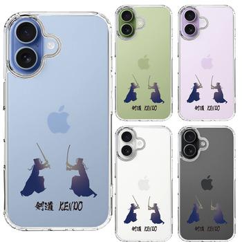 iPhone17 ケース クリア 剣道 対戦 スマホケース 側面ソフト 背面ハード ハイブリッド 送料無料-1