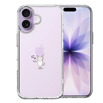 iPhone17 ケース クリア 猫 ネコ にゃんこ りんごは重い？ スマホケース 側面ソフト 背面ハード ハイブリッド  送料無料-0