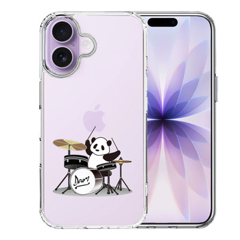 iPhone17 ケース クリア ドラム パンダ スマホケース 側面ソフト 背面ハード ハイブリッド 送料無料-0