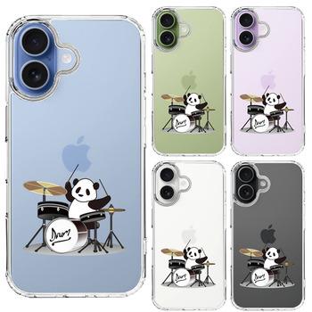 iPhone17 ケース クリア ドラム パンダ スマホケース 側面ソフト 背面ハード ハイブリッド 送料無料-1