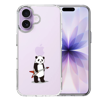 iPhone17 ケース クリア エレキギター パンダ スマホケース 側面ソフト 背面ハード ハイブリッド  送料無料-0