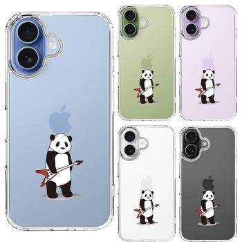 iPhone17 ケース クリア エレキギター パンダ スマホケース 側面ソフト 背面ハード ハイブリッド  送料無料-1