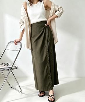 ラップパンツリネンライクワイドパンツ春夏 送料無料 即日発送-6