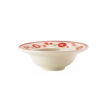 手描きリム小鉢 赤花つなぎ ねじり両面梅 3個セット 送料無料-3