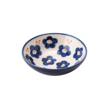 手描き 丸 小鉢 藍小花 菊花 変わり十草 青海波 3個セット 送料無料-2