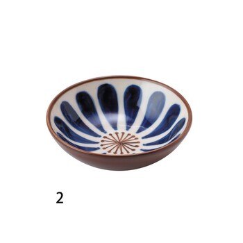 手描き 丸 小鉢 藍小花 菊花 変わり十草 青海波 3個セット 送料無料-3