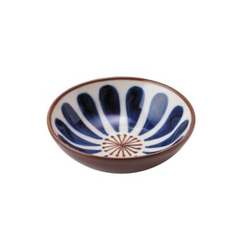 手描き 丸 小鉢 藍小花 菊花 変わり十草 青海波 3個セット 送料無料-5